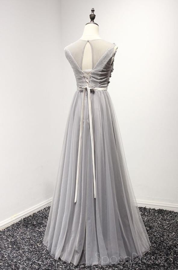 Elegant Gray Lace Beaded Tulle Evening Prom Dress for Women - Custom Long Formal Gown for Homecoming, Ball & Special Occasions | Style 17144