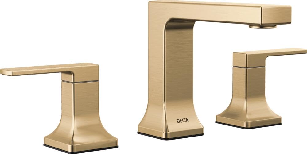 Delta Velum Widespread Bathroom Faucet 3-Hole - 2 Handle Champagne Bronze Bathroom Sink Faucet with Pop-Up Drain Assembly (Model 3537LF-CZMPU) - Perfect for Modern Bathroom Vanities, Guest Bathrooms & Luxury Home Renovations