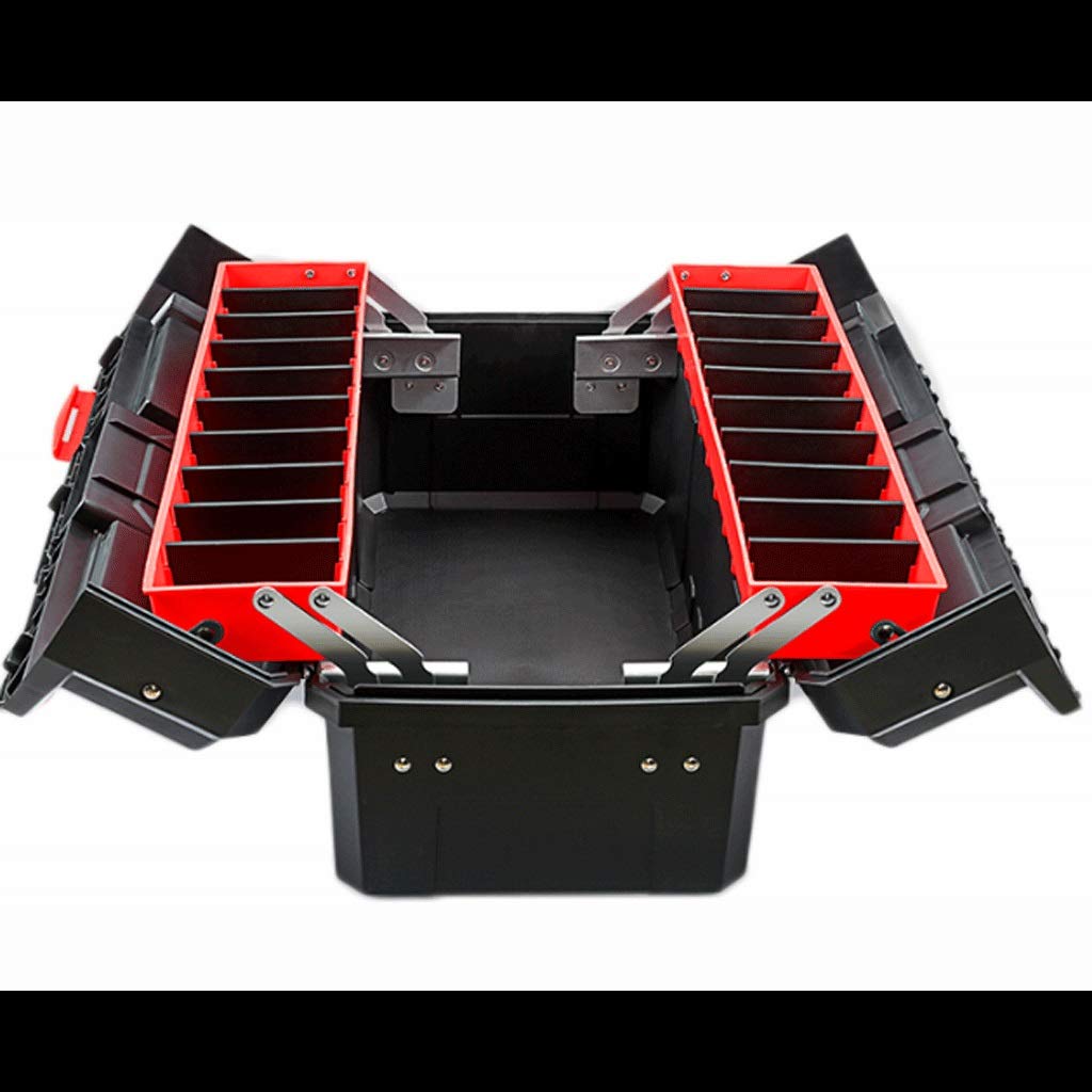 Large 3-Layer Folding Tool Box - Portable Multifunctional Tool Chest for Home Repair, Electrical Engineering & Hardware Storage | Heavy-Duty Tool Organizer with Carrying Handle (Black) - Perfect for DIY Projects, Professional Worksites & Garage Organization