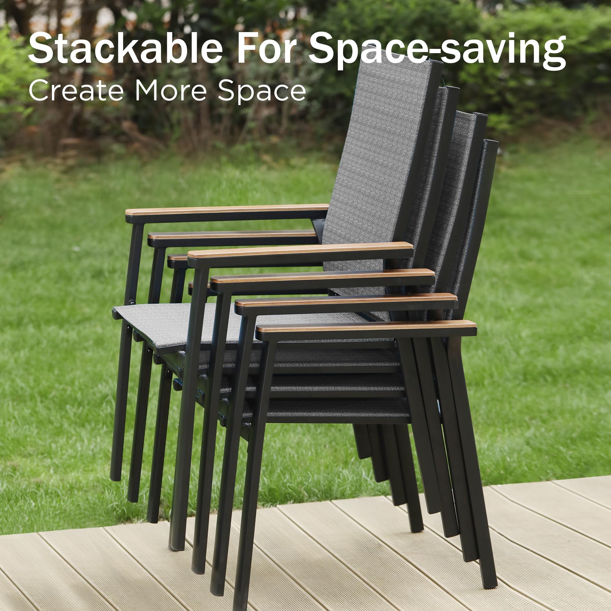 PHI VILLA 7-Piece Outdoor Dining Set - Durable Metal Patio Furniture with 59