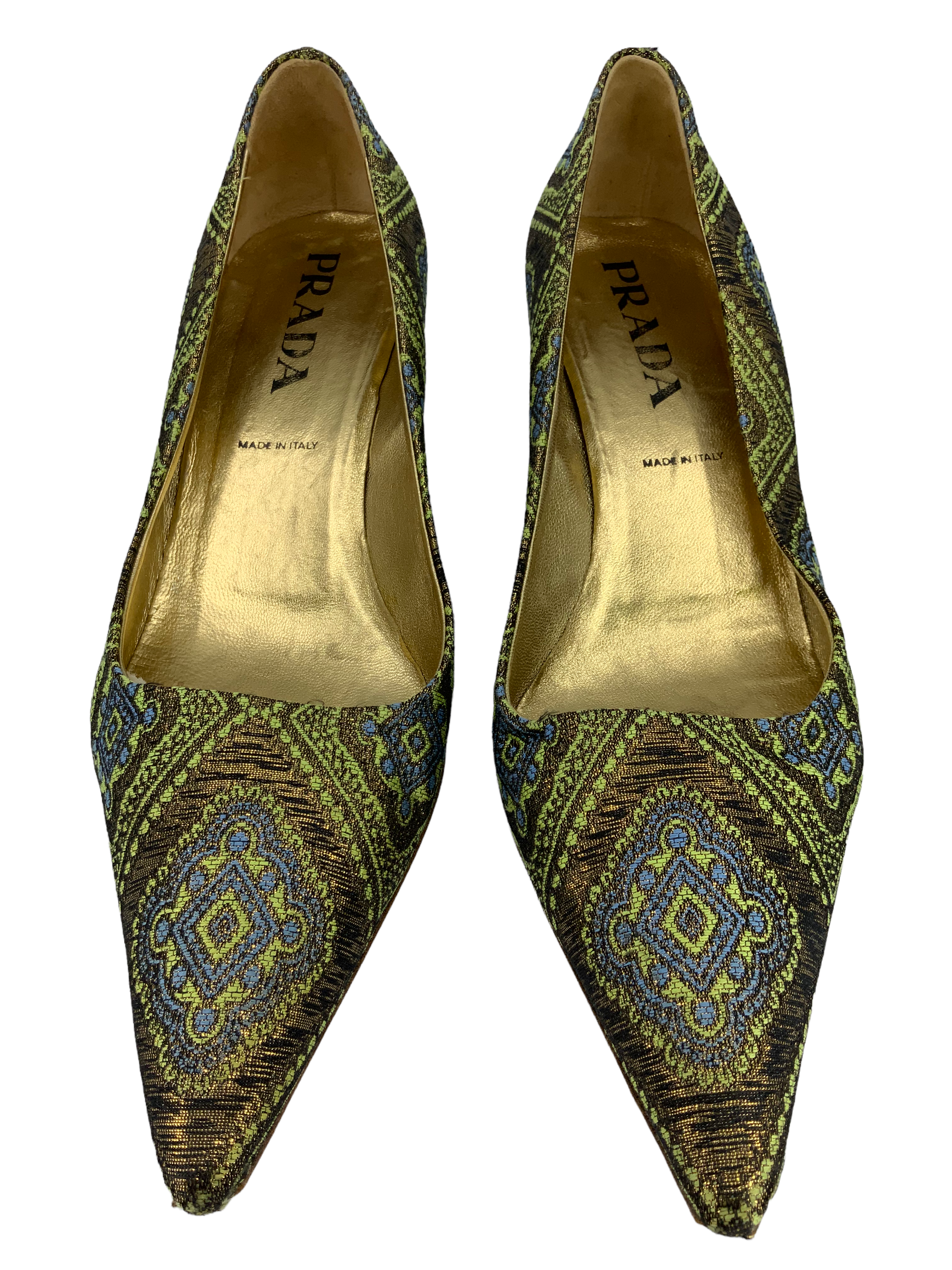 Prada Jacquard Printed Pumps Women's Shoes Size 8.5 - Elegant Heels for Office, Party & Special Occasions