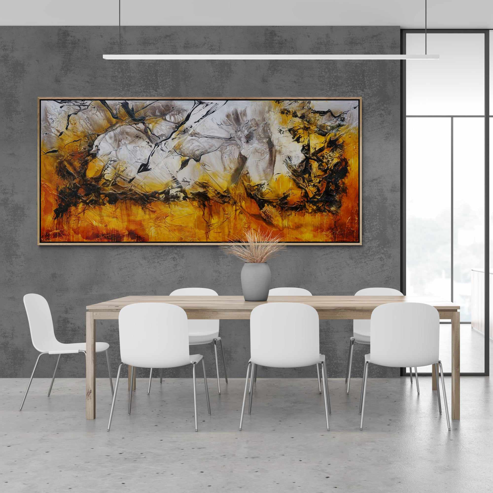 Golden Sienna 270cm x 120cm Rust Textured Abstract Canvas Wall Art - Modern Home Decor for Living Room, Bedroom & Office