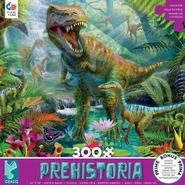 Ceaco Prehistoria Assorted Oversize 300-Piece Jigsaw Puzzle - Perfect for Family Game Night & Educational Fun