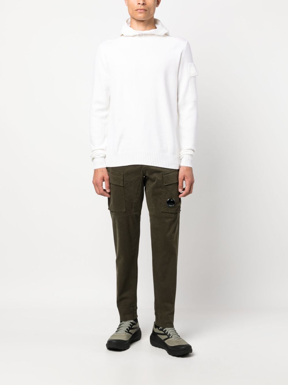 C.P. COMPANY METROPOLIS White Sweater for Men - Premium Cotton Knit Pullover for Casual & Streetwear Fashion | Perfect for Urban Outfits and Winter Layering