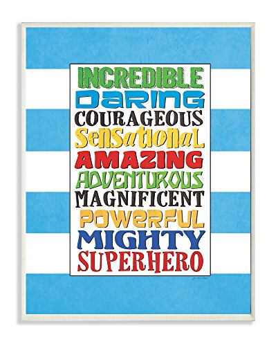 Superhero Words Blue Stripe