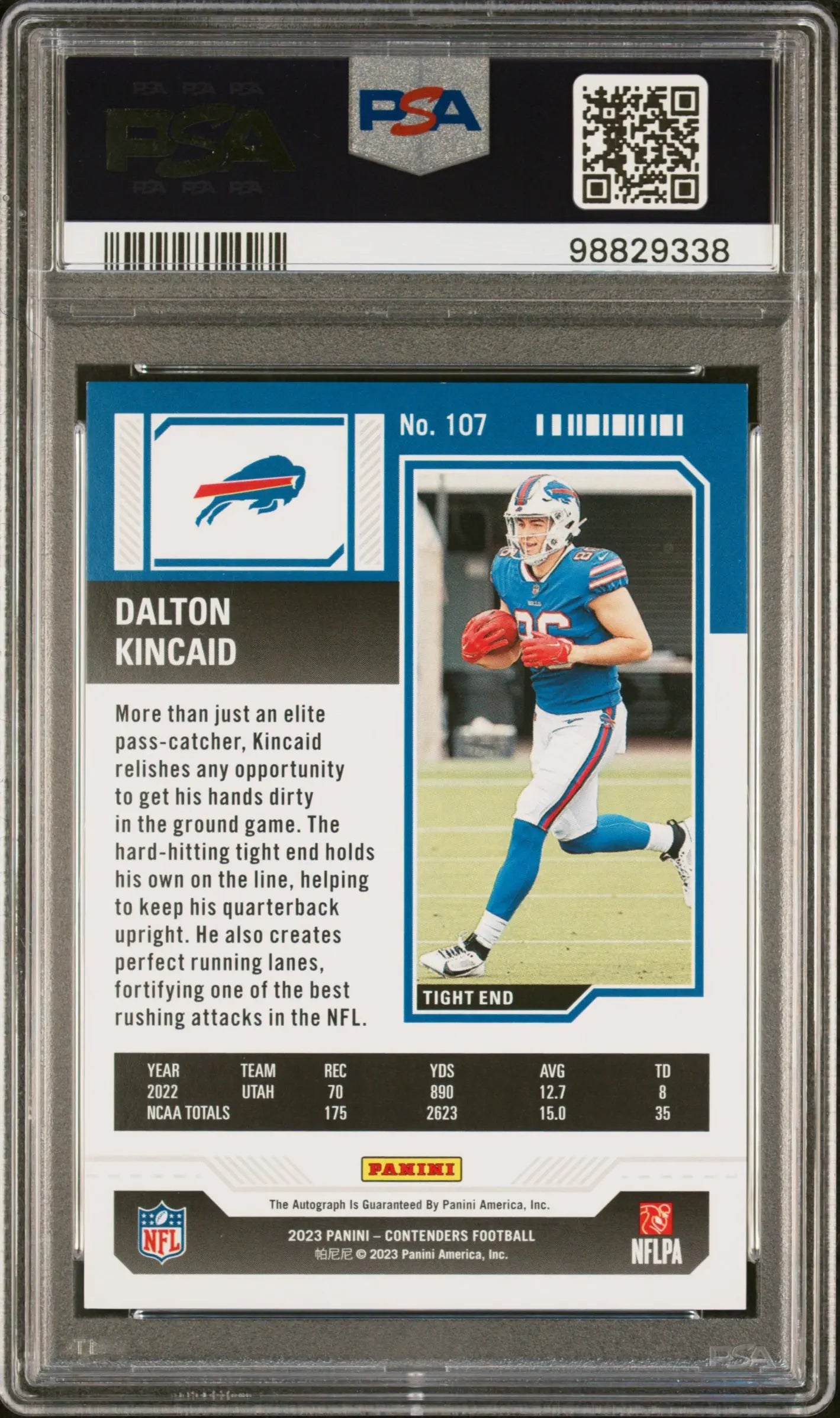 2023 Panini Contenders Football Dalton Kincaid Rookie Card Playoff Ticket Auto PSA 9 /149 - Rare Collectible for NFL Fans & Sports Memorabilia Enthusiasts