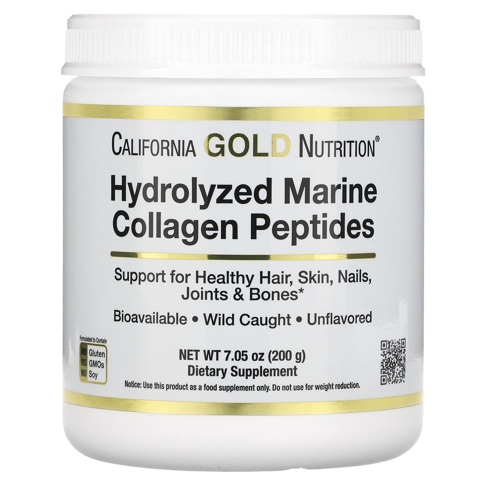 Premium Collagen Peptides Powder with Hyaluronic Acid - Supports Hair Growth, Skin Elasticity & Joint Health - Non-GMO, Gluten-Free, Dairy-Free, Unflavored Protein Supplement - 7.05oz (200g) - Ideal for Smoothies, Coffee & Post-Workout Recovery
