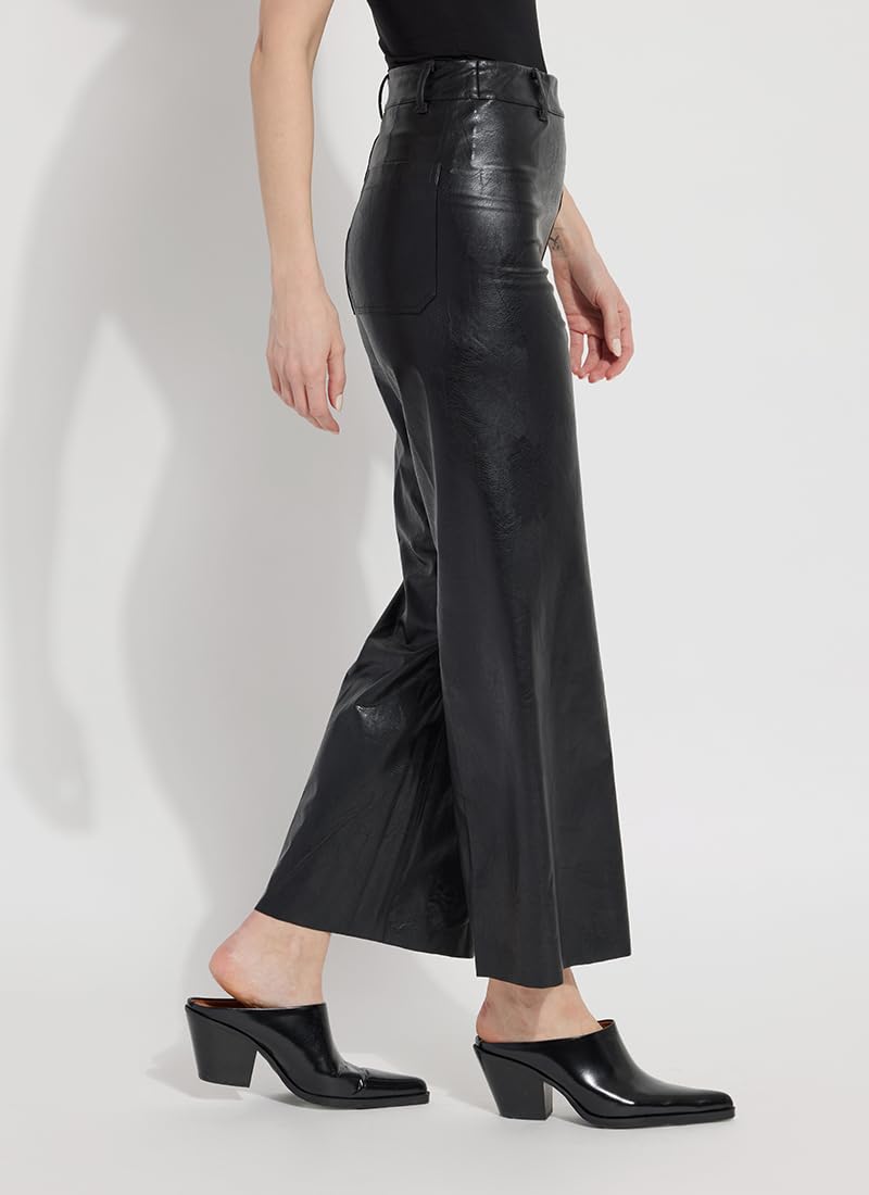 Lyssé Vegan Leather Wide Leg Pants for Women - High Waisted Faux Leather Ankle Pants | Perfect for Office, Date Night & Casual Outfits