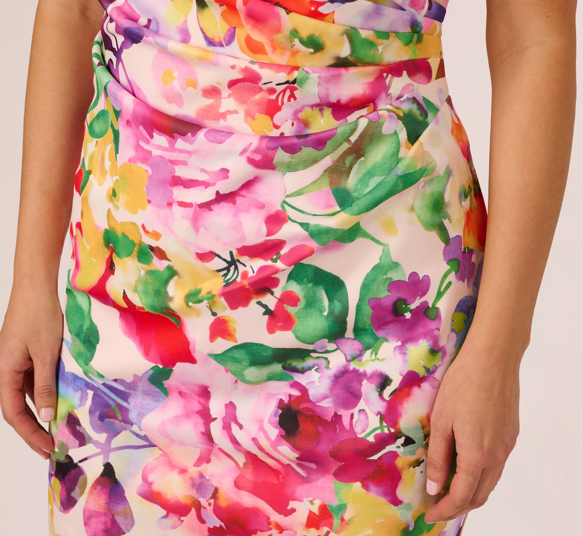Plus Size One Shoulder Rosette Floral Sheath Dress in Pink Multi - Elegant Women's Formal Evening Gown for Weddings, Parties & Special Occasions