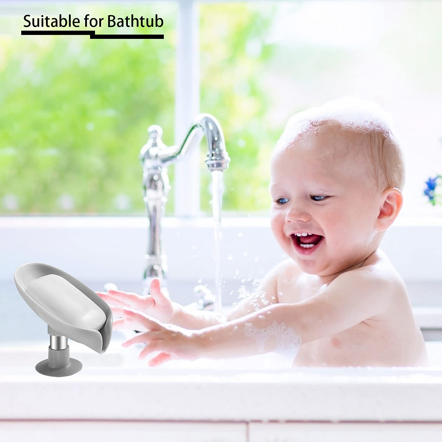 2 Pack Self Draining Soap Holder with Suction Cups - Grey Bar Soap Dish for Bathroom, Kitchen Sink & Shower | Perfect for Keeping Soap Dry and Clean in Wet Areas