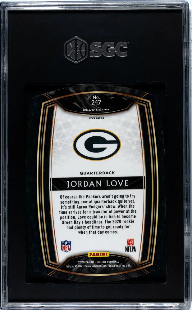 2020 Panini Select Football Jordan Love RC Rookie Red Die Cut Prizm SGC 9 Graded Card - Perfect for NFL Collectors, Sports Memorabilia Display & Investment