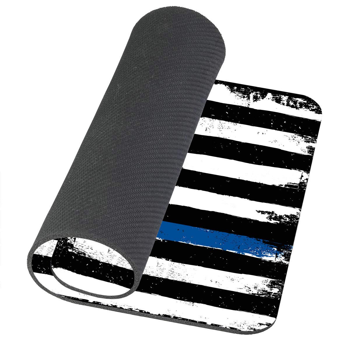 Custom Gaming Mouse Pad with Black Flag & Police Blue Line Design - Non-Slip Rubber Base for Precision Control | Perfect for PC, Laptop, Office & Esports Gaming