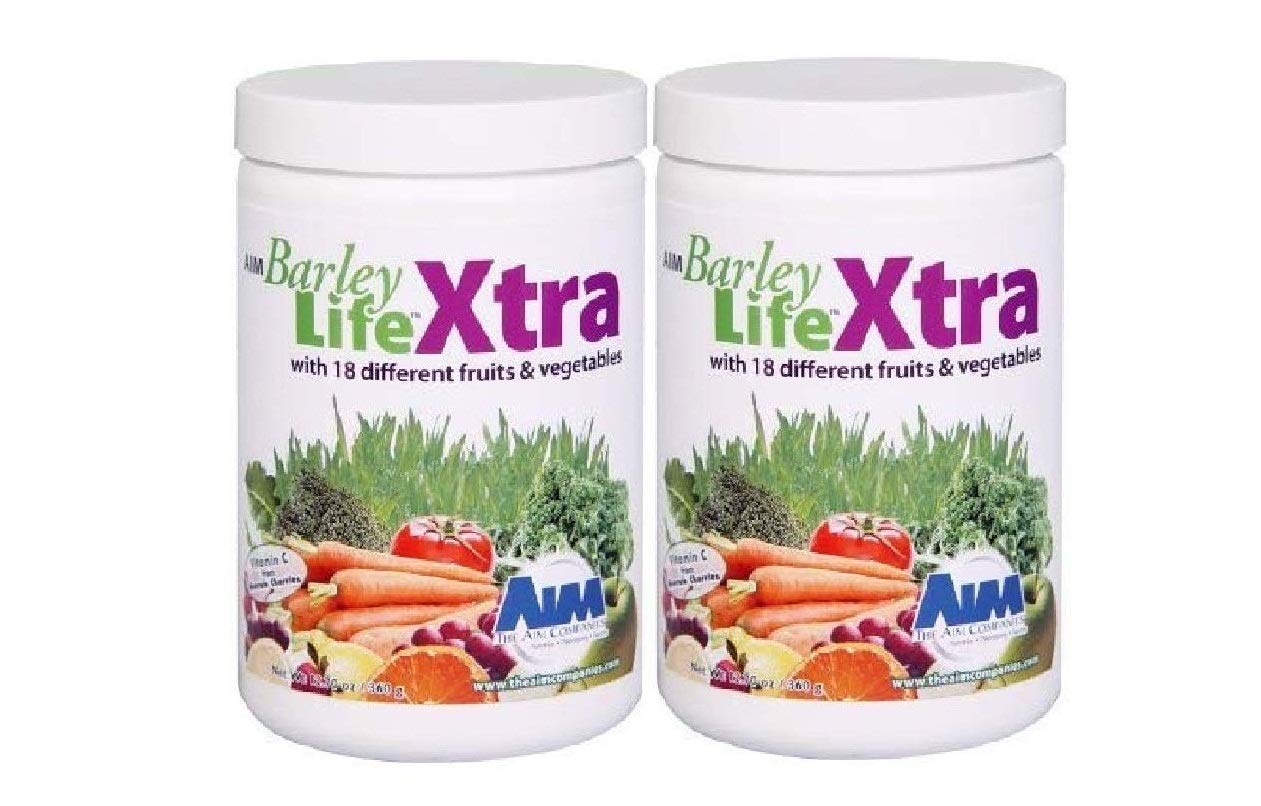 AIM BarleyLife Xtra - Superfood Powder with 18 Fruits & Vegetables | High in Vitamin C | Herbal Supplement for Immunity & Energy (2-Pack) | Perfect for Daily Wellness & Detox