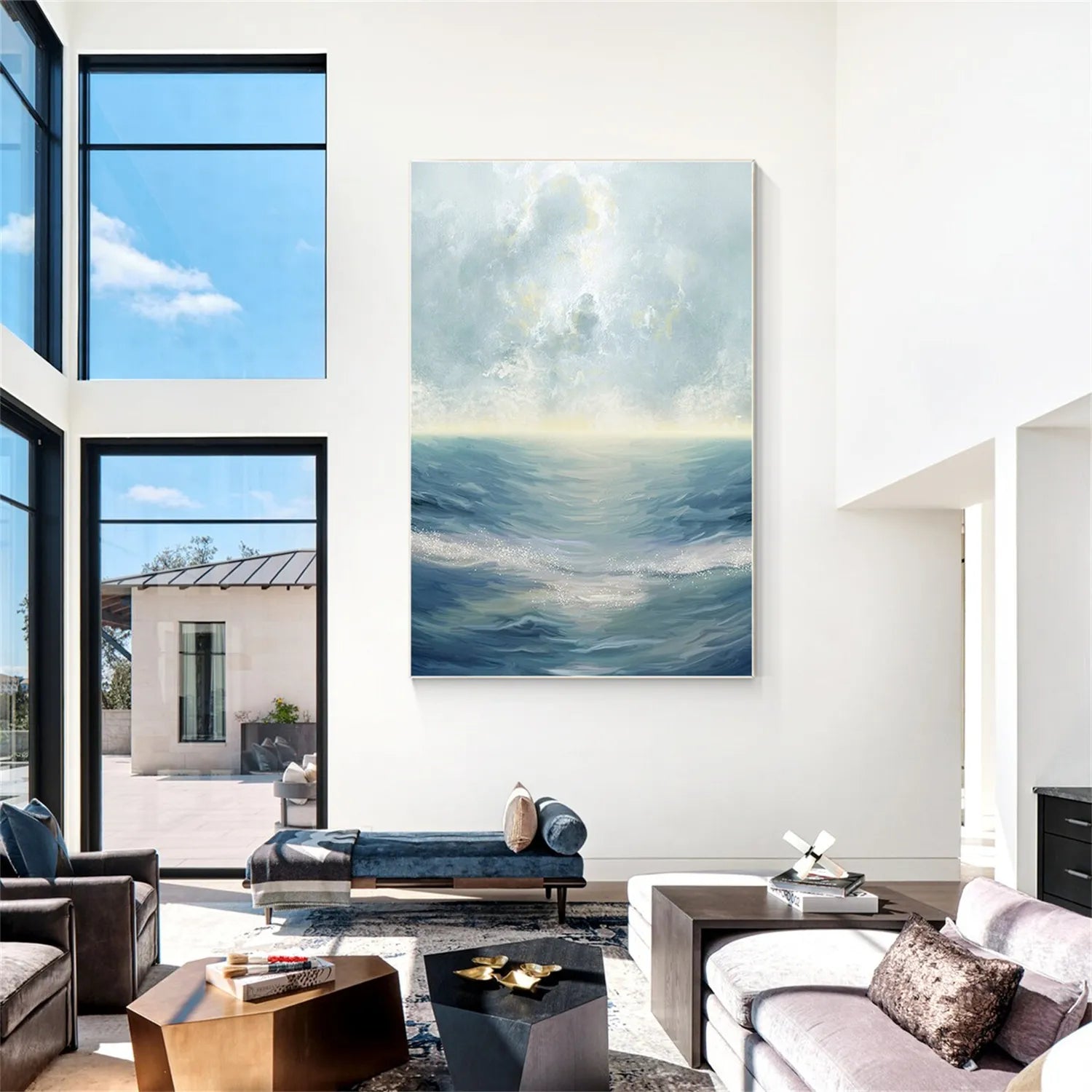 Ocean And Sky Painting #OS 207 - Stunning Seascape Wall Art for Home & Office Decor | Perfect for Living Room, Bedroom or Coastal Themed Spaces