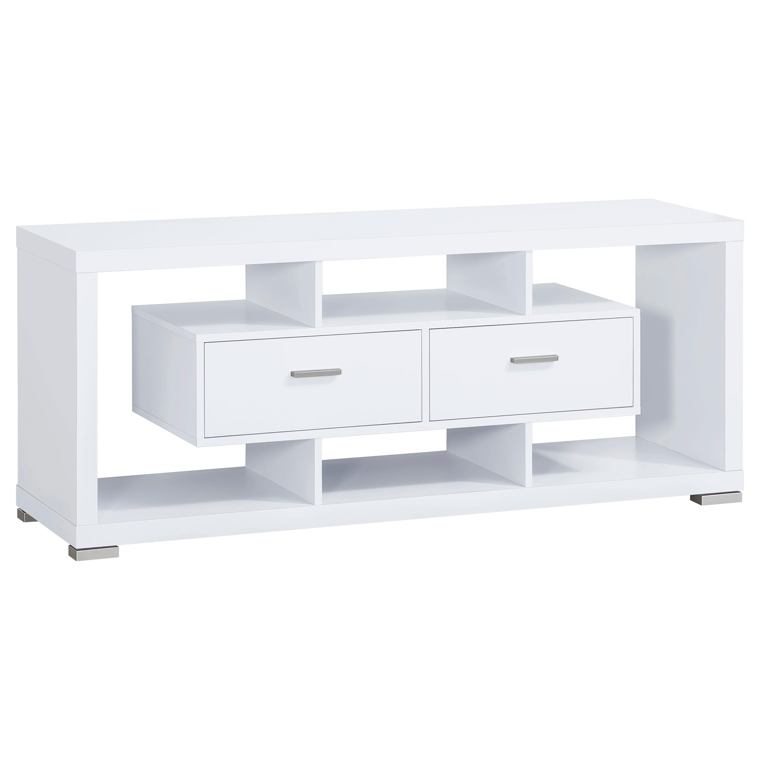 2-Drawer White Rectangular TV Stand Console with Storage - Perfect for Living Room, Bedroom & Home Theater Setup