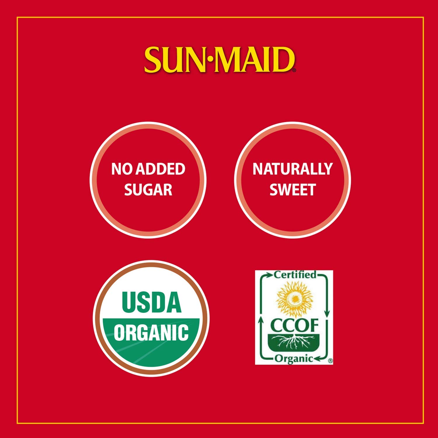 Organic Sun-Maid Raisins - Healthy Dried Fruit Snacks (6oz Pack of 5) | Perfect for Lunchboxes, Baking & On-the-Go Snacking