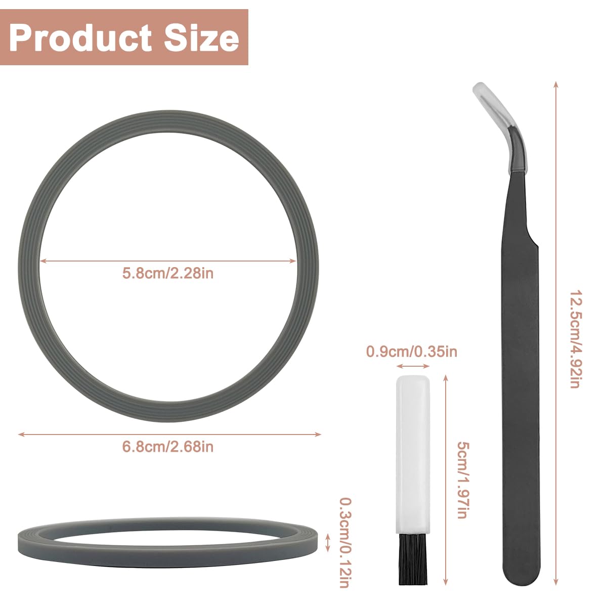 6 Pcs Owala FreeSip Water Bottle Gasket Replacement Kit with Brush - for Stainless Steel Cups, Home & Gym Use