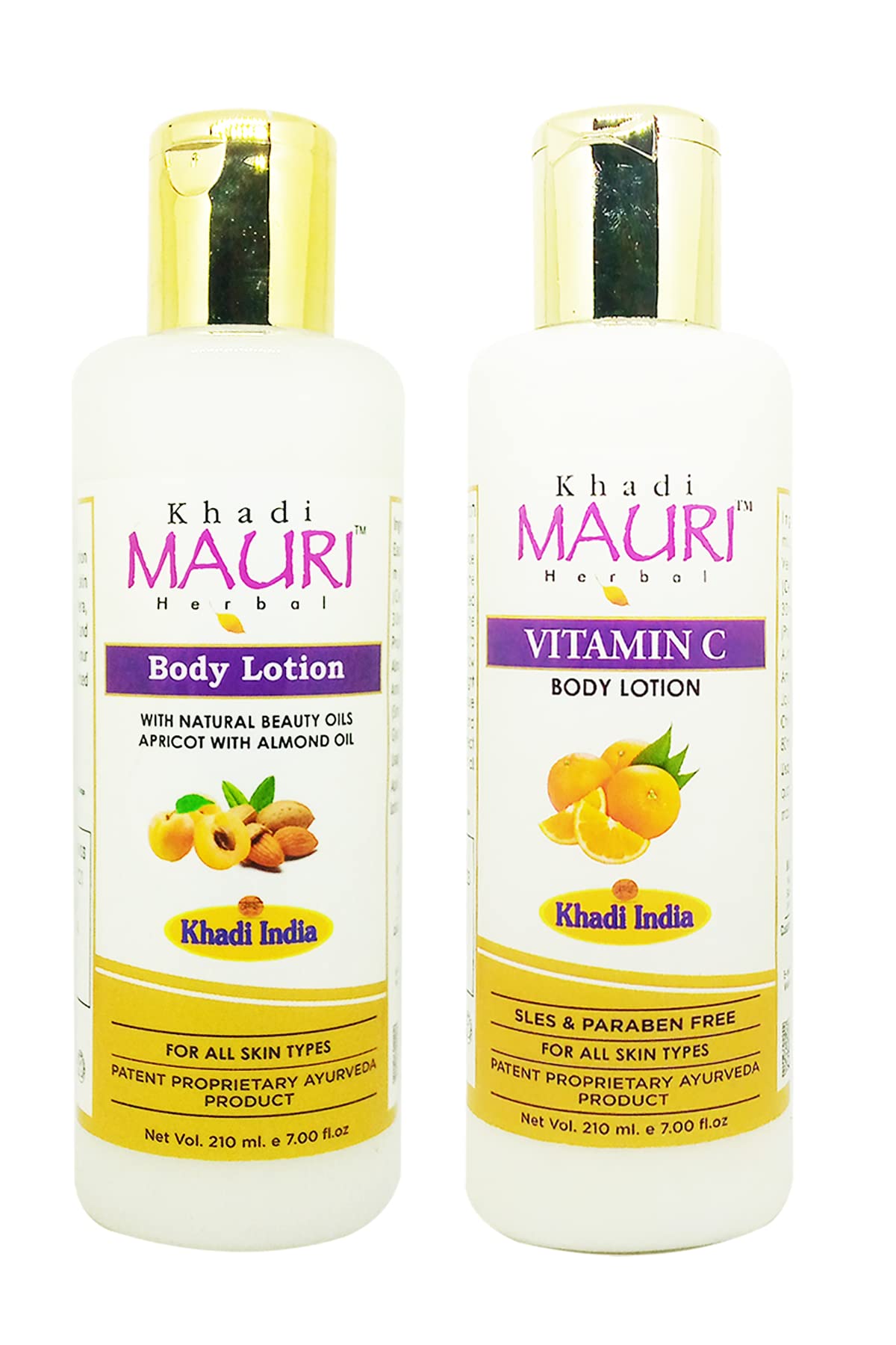 Khadi Mauri Vitamin C & Body Lotion - Pack of 2 (420 ml) | Brightening & Hydrating Skin Care | Perfect for Daily Moisturizing & Glowing Skin