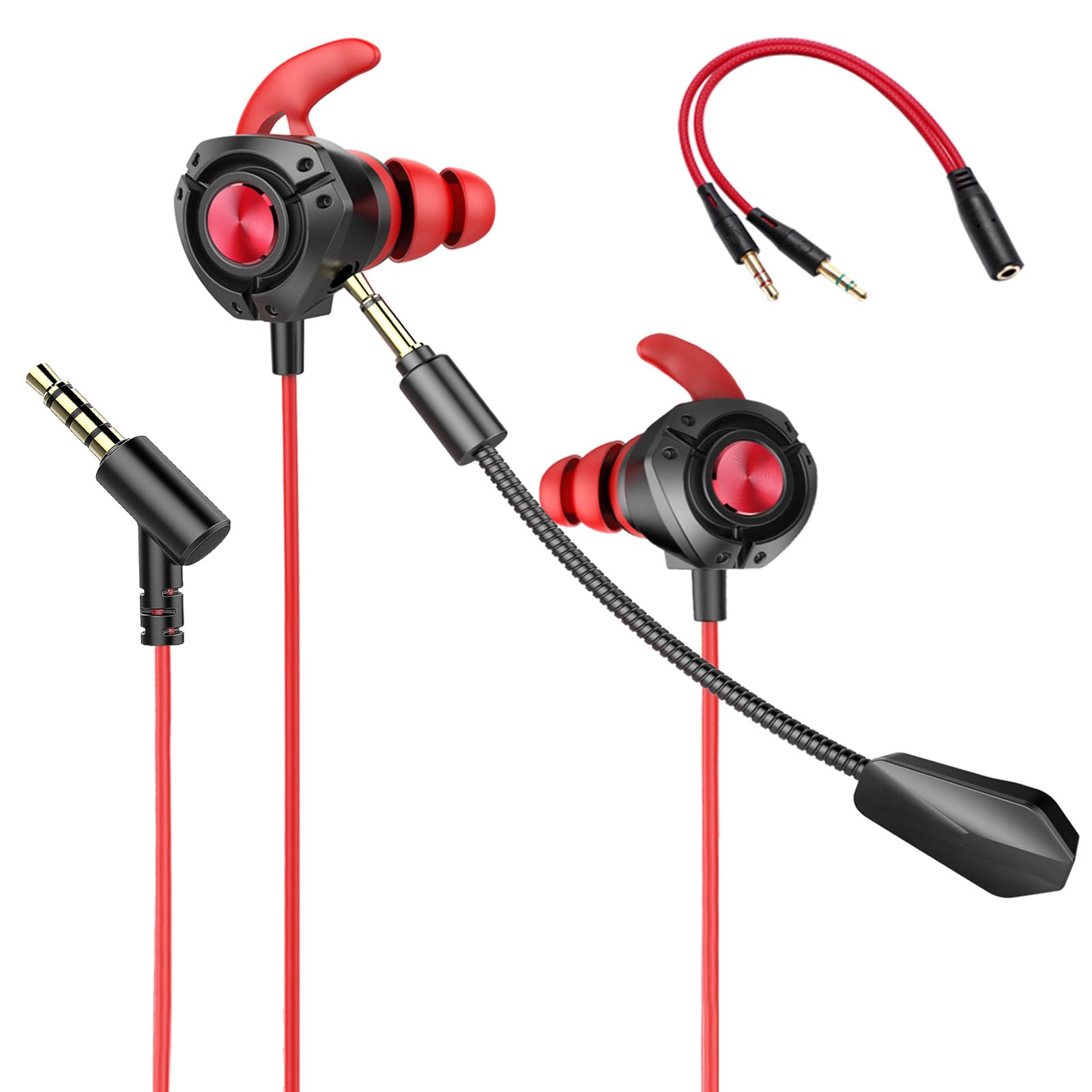 Best Wired Gaming Headset with Microphone - Noise Cancelling Stereo Bass Earphones for PC, PS4, PS5, Xbox One & Mobile Gaming - Detachable Mic for Clear Communication - Perfect for Competitive Gaming & Online Chat (Black)