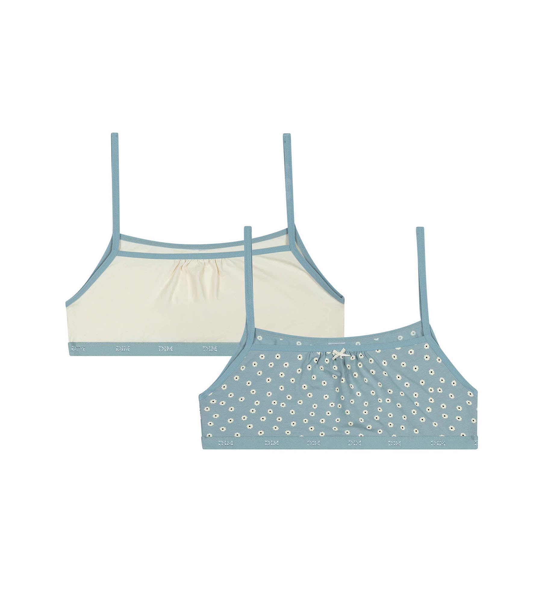 2 Pack Girls' Cotton Floral Print Bralettes with Pockets - Comfortable & Stylish for School, Play, and Everyday Wear