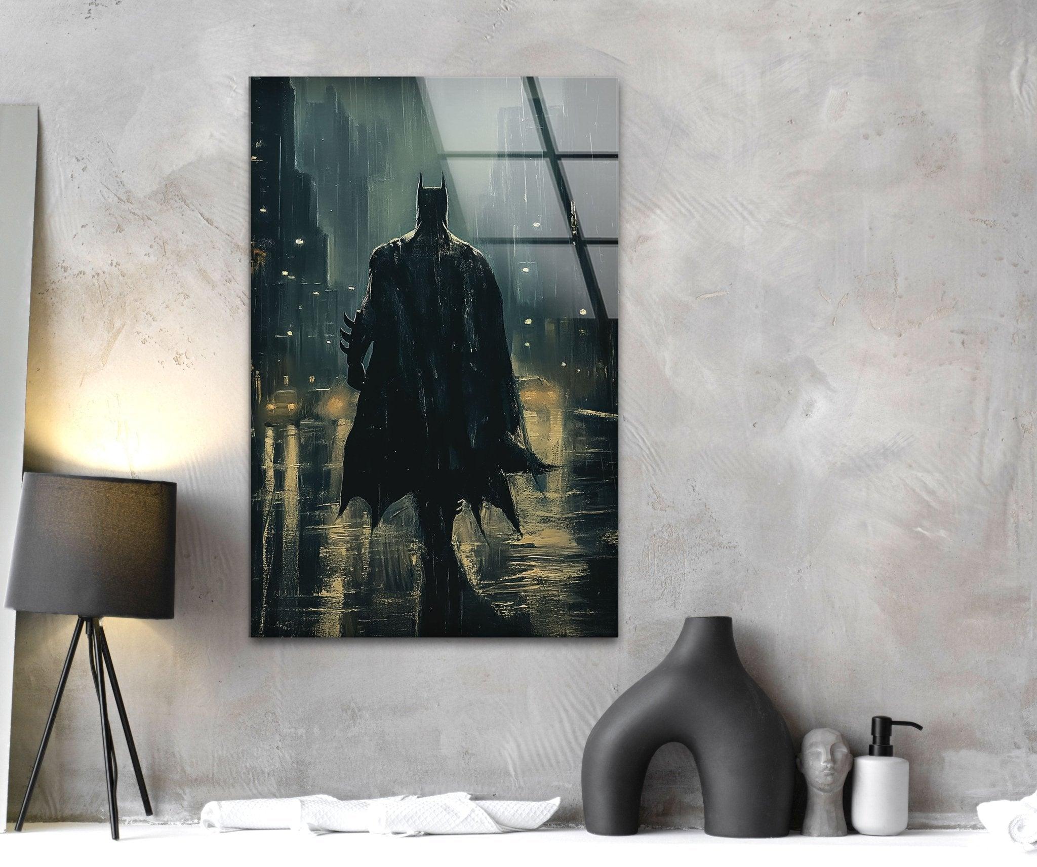 Batman Black Knight Stained Glass Wall Art - Gothic Superhero Decor for Home, Office & Man Cave