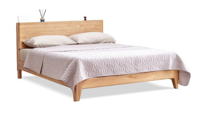 Solid Oak Wood LED Bed Frame with Built-in Lighting - Perfect for Modern Bedrooms, Guest Rooms, and Cozy Home Decor