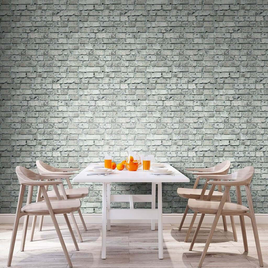 Turquoise Brick Texture Peel and Stick Removable Wallpaper - Self-Adhesive Decorative Vinyl for Bedroom, Living Room & Office Walls - Easy to Apply & Remove