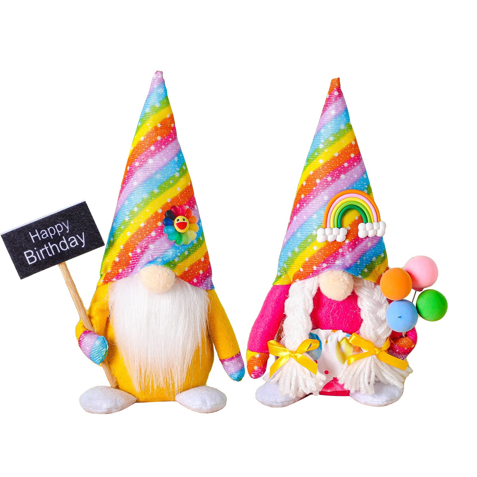 2 Pack Handmade Swedish Tomte Gnomes - Scandinavian Birthday Decor, Valentine's Day Gift, Tiered Tray Decoration (Birthday Gnome A) | Perfect for Home Decor, Party Centerpieces & Seasonal Displays