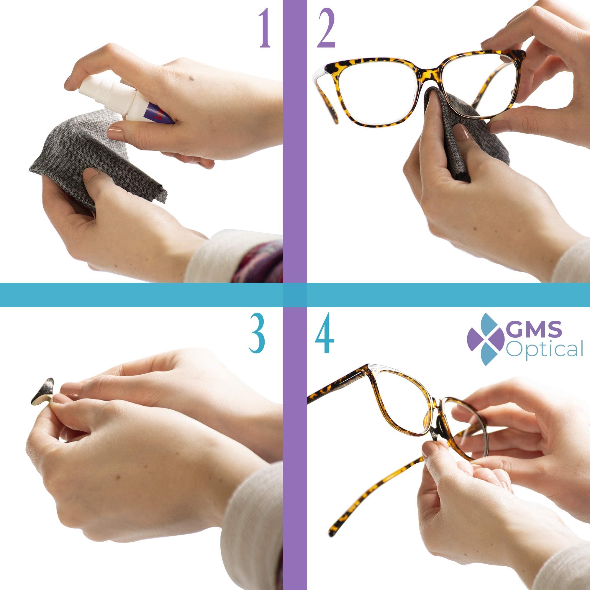GMS Optical Anti-Slip Silicone Nose Pads for Glasses - 2.5mm Thick, 19mm Long, Super Sticky Backing, Contoured Design (5 Pairs, Black) | Perfect for Eyeglasses, Sunglasses & Reading Glasses - Comfortable All-Day Wear for Work, Driving & Outdoor Activities