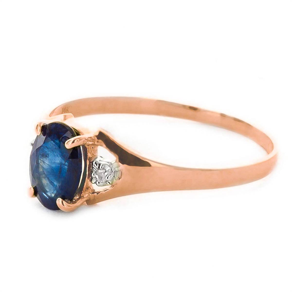 1.26 Carat 14K Solid Rose Gold Ring with Natural Diamond & Sapphire - Elegant Engagement, Anniversary or Gift Jewelry for Women