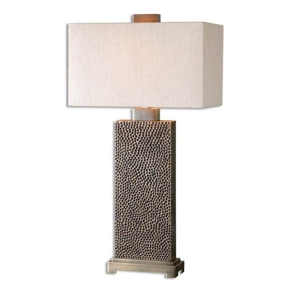 Allora 1-Light Coffee Bronze Resin and Metal Table Lamp - Modern Home Office Desk Lighting for Bedroom, Living Room & Study
