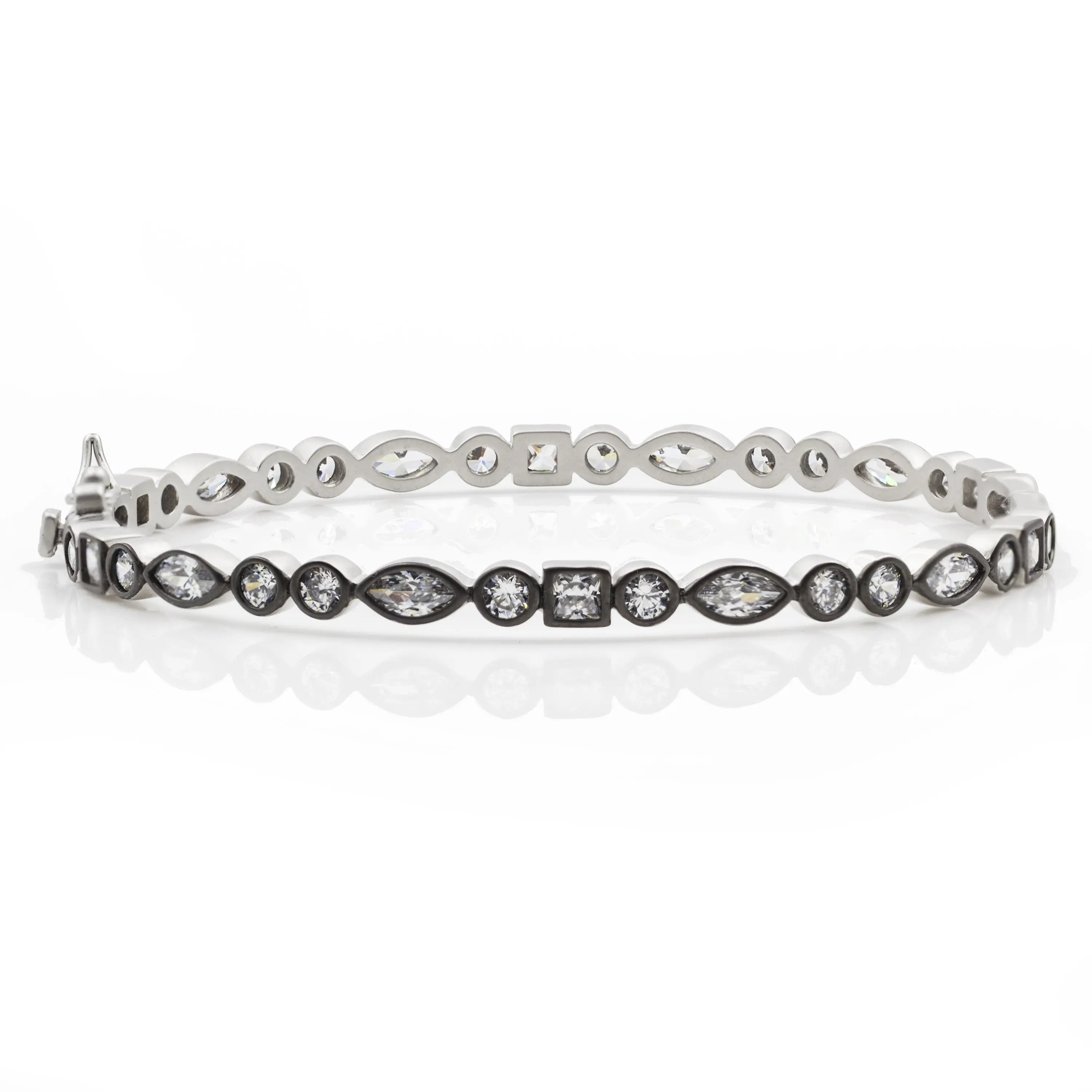 Elegant Signature Mixed Shape Bangle Bracelet for Women - Stackable Fashion Jewelry for Daily Wear, Parties & Special Occasions