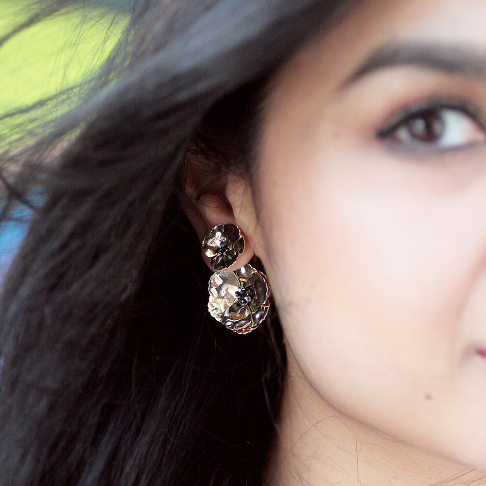 Poppy Front Back Earrings - Gold Floral Dangle Earrings for Women | Perfect for Parties, Weddings & Everyday Wear