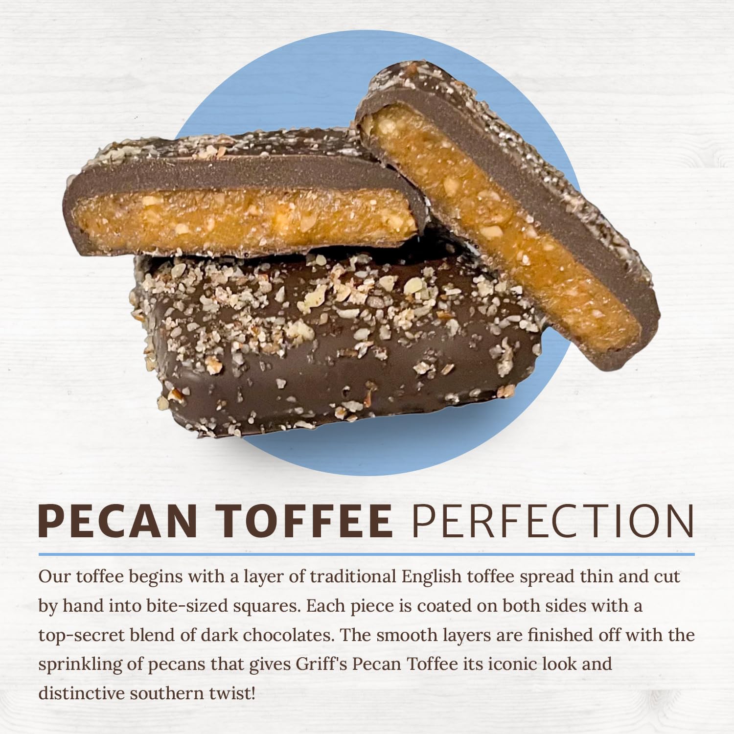 Premium Pecan & Dark Chocolate Toffee Squares - Gluten Free, Natural Ingredients, 2oz Pack - Perfect for Gifts, Holiday Treats & Dessert Toppings