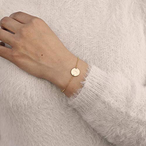 Personalized A-Z Initial Bracelet - 26 Alphabet Letter Gold Plated Bracelet for Women & Girls - Friendship Jewelry Gift for Birthday, Anniversary & Special Occasions - Perfect for Everyday Wear, Parties & Gifting