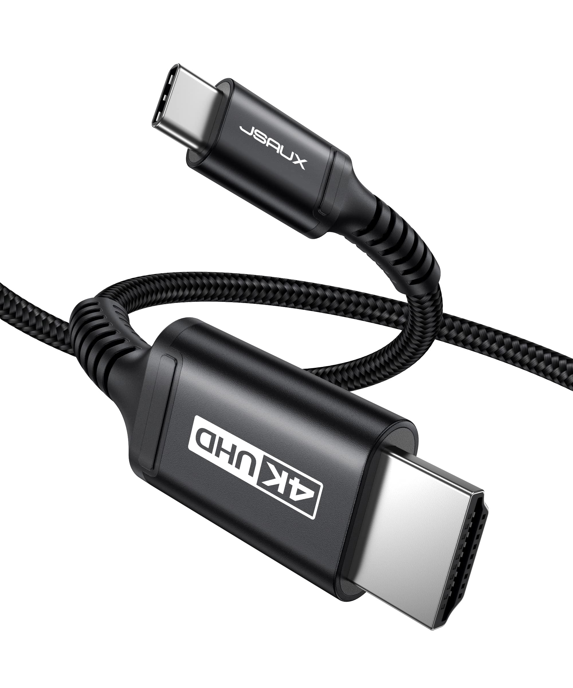 JSAUX USB C to HDMI Cable 4K 16.5Ft/5M, Thunderbolt 3 Compatible Type C to HDMI Adapter for MacBook Pro 2020/2019/2018, iPad Pro, MacBook Air, Samsung Galaxy S20/S10/S9/Note 10, Huawei P20, Dell XPS - Black | Perfect for Home Theater, Office Presentations & Gaming Setup