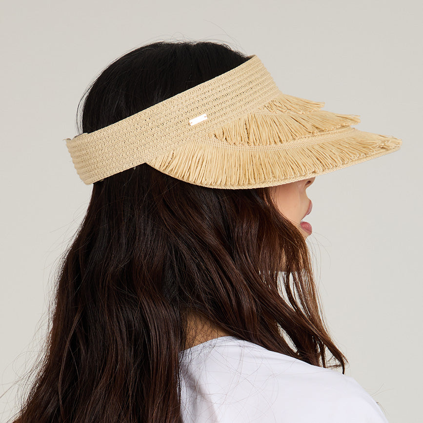 Lexi Lacquered Straw Visor Hat - Stylish Sun Protection for Women - Perfect for Beach, Pool, and Summer Outdoor Activities