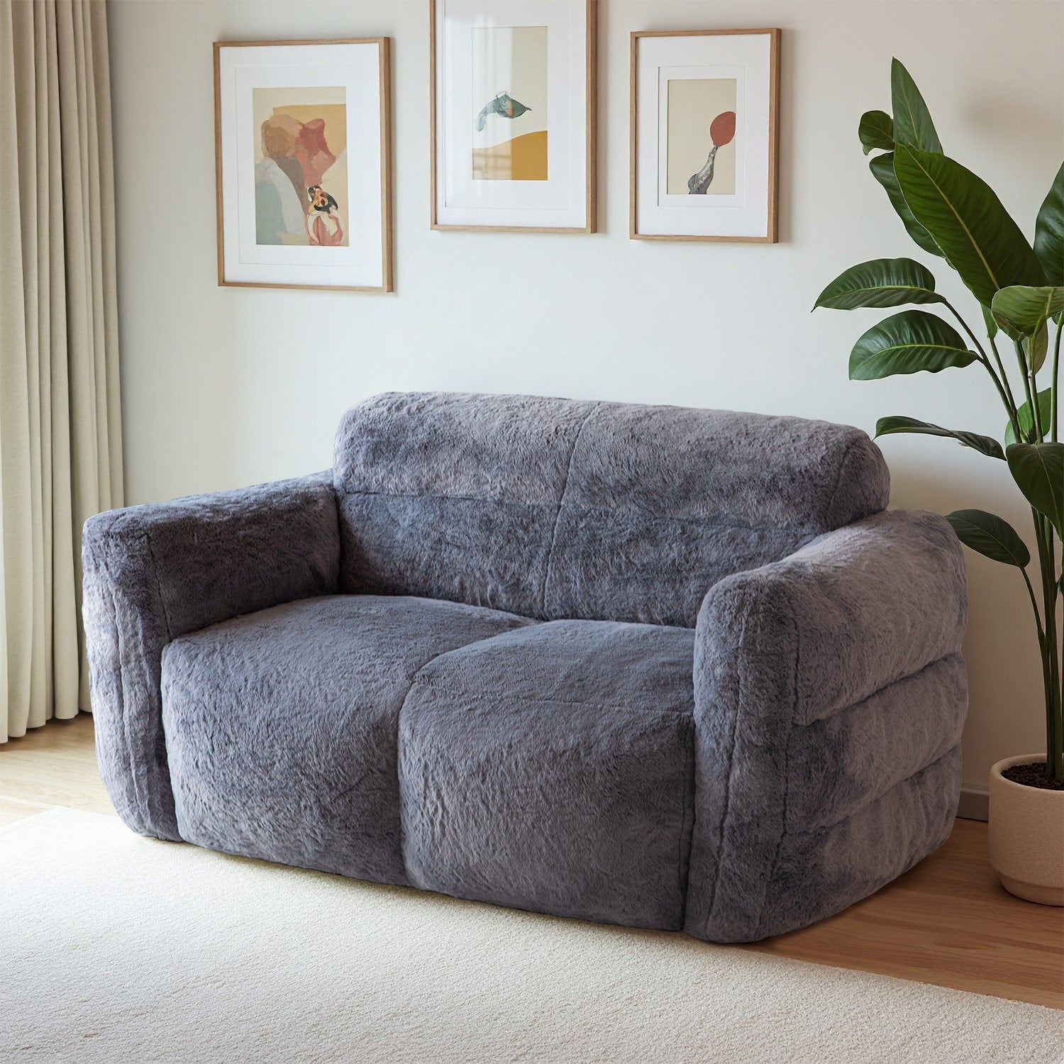 MAXYOYO Giant Bean Bag Chair - Ultra Soft Fluffy Bean Bag Couch for Living Room, Bedroom & Game Room - Dark Grey - Perfect for Relaxing, Lounging & Gaming