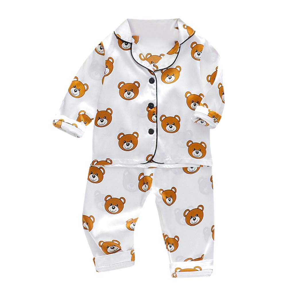 Boys Summer Outfits - Long Sleeve Cartoon Bear Toddler Clothes for Beach & Play