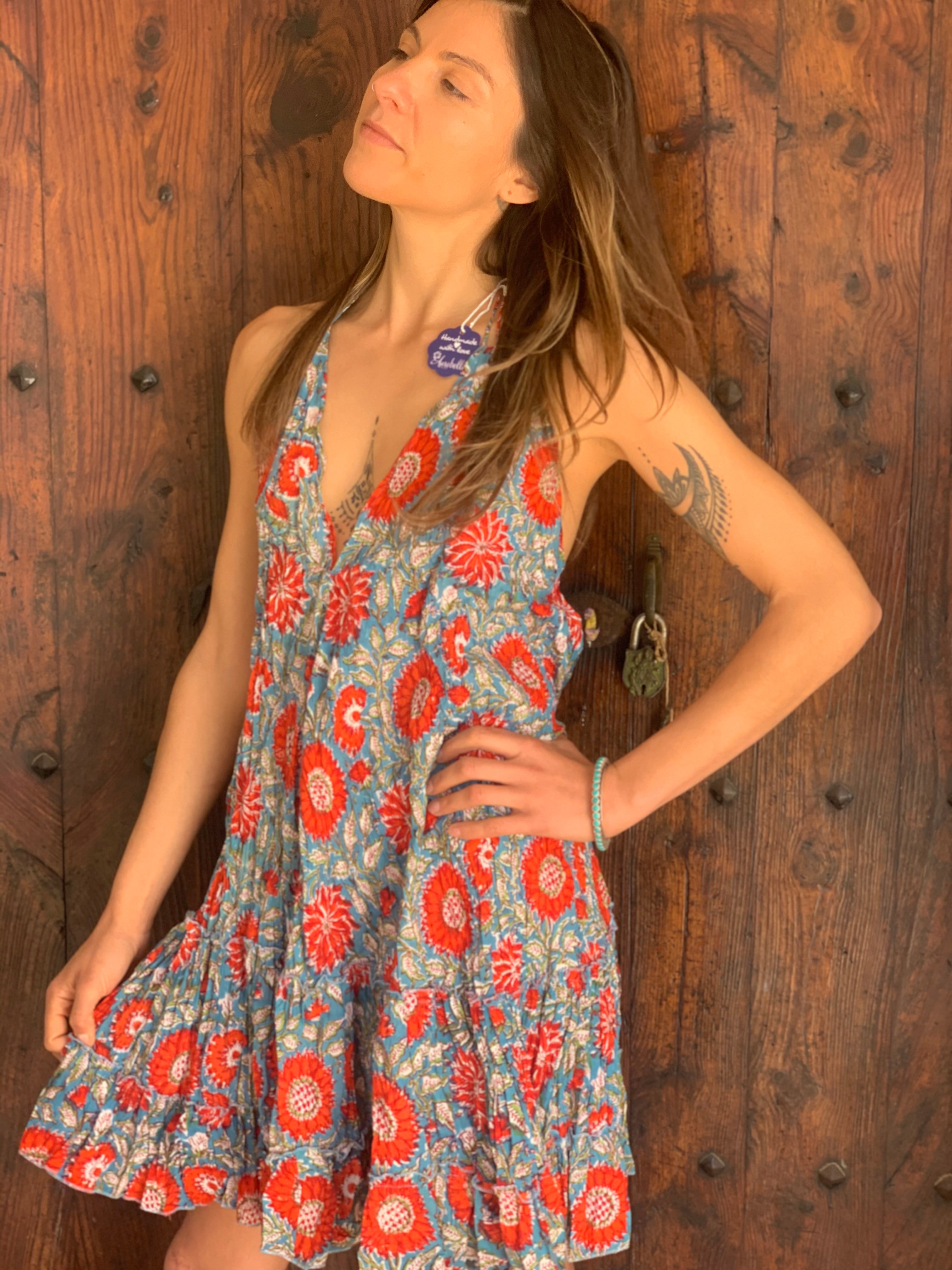 Sexy Pink Ikat Summer Dress for Women - Flowy Beach Cover Up & Vacation Outfit - Perfect for Pool Parties, Tropical Getaways & Summer Travel