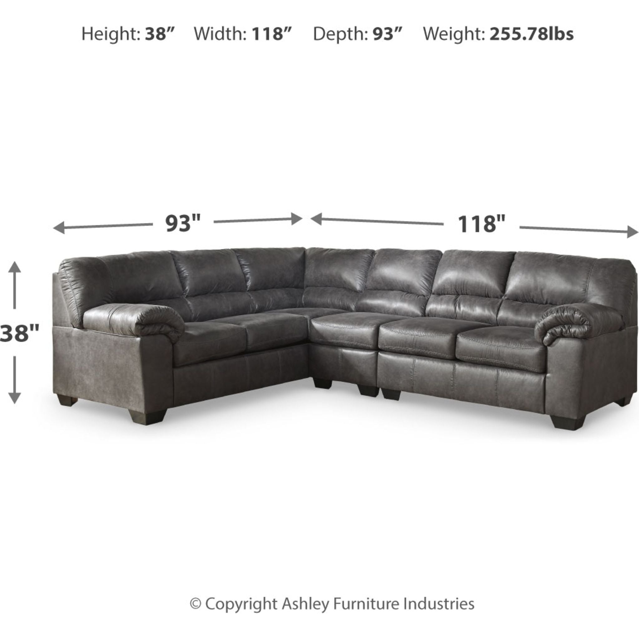 Bladen 3-Piece Sectional Sofa Set with Reversible Chaise - Modern L-Shaped Couch for Living Room, Family Room & Apartment