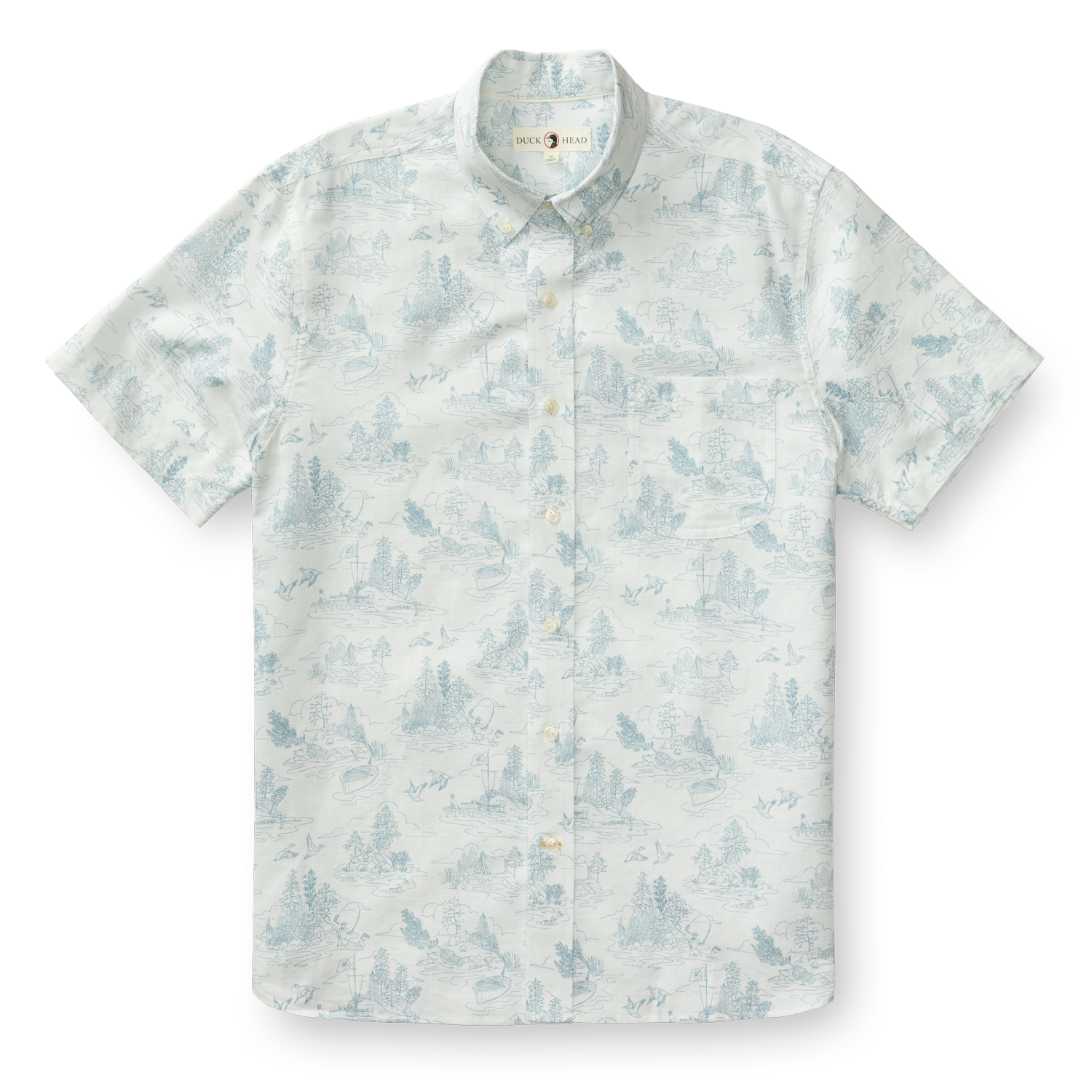 Premium Linen Cotton Oxford Sport Shirt for Men - Classic Lakeview Toile Design | Breathable & Comfortable Casual Shirt for Outdoor Activities, Travel & Business Casual Wear