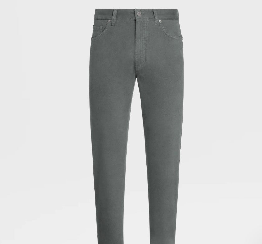 ZEGNA Men's Stretch Gabardine 5-Pocket Pants - Comfortable Slim Fit Dress Pants for Business Casual & Office Wear