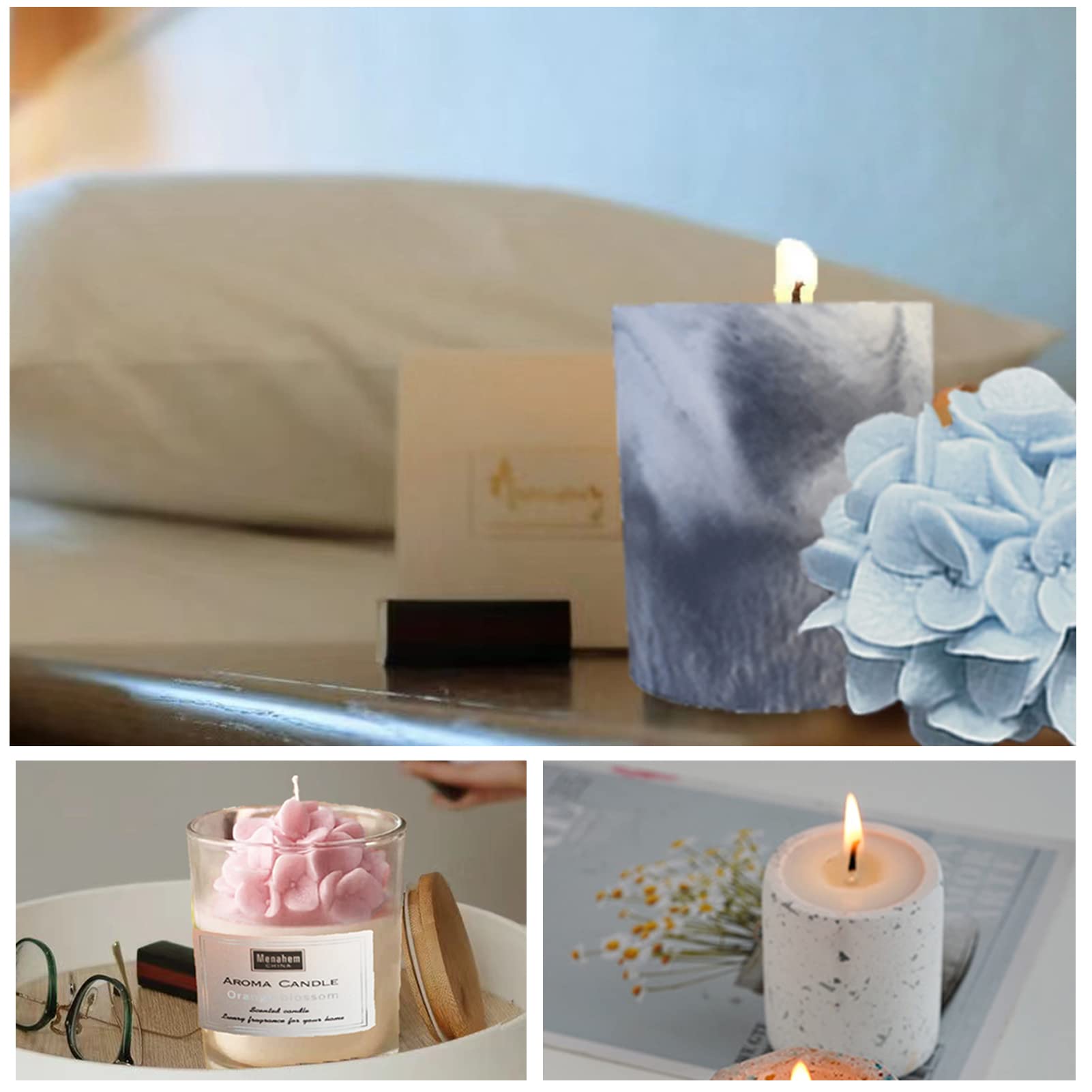 Hydrangea Flower Soap & Candle Molds with Lids - Silicone Concrete Candle Jar Molds for DIY Soap Making, Candle Vessels - Perfect for Wedding Favors, Home Decor, Bath & Body Crafts