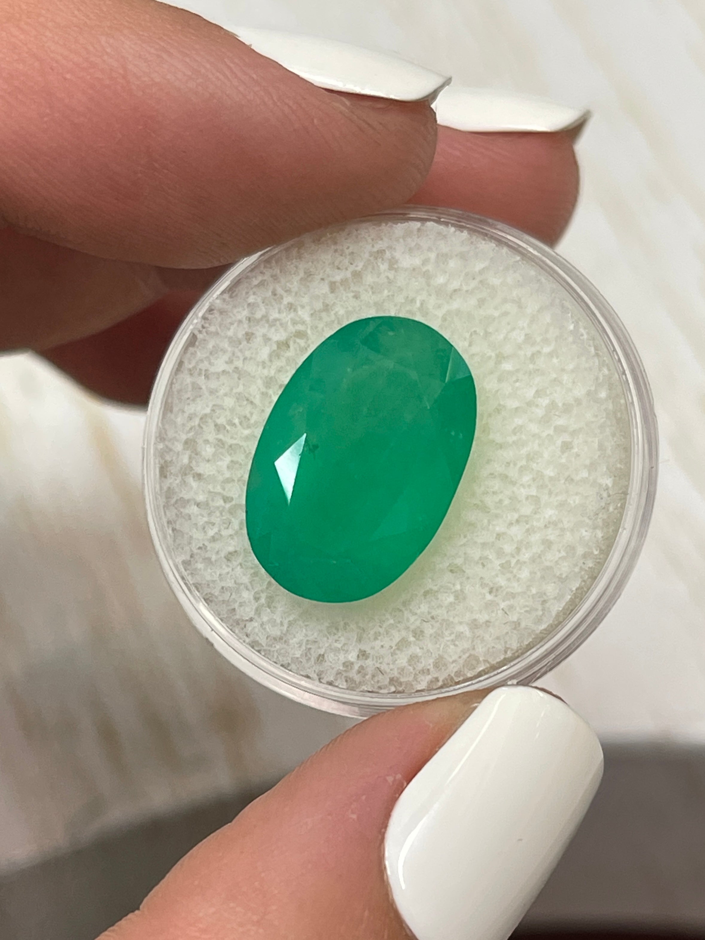 8.85 Carat Elongated Grassy Green Natural Loose Colombian Emerald Oval Cut - Perfect for Jewelry Making, Engagement Rings & Luxury Gifts