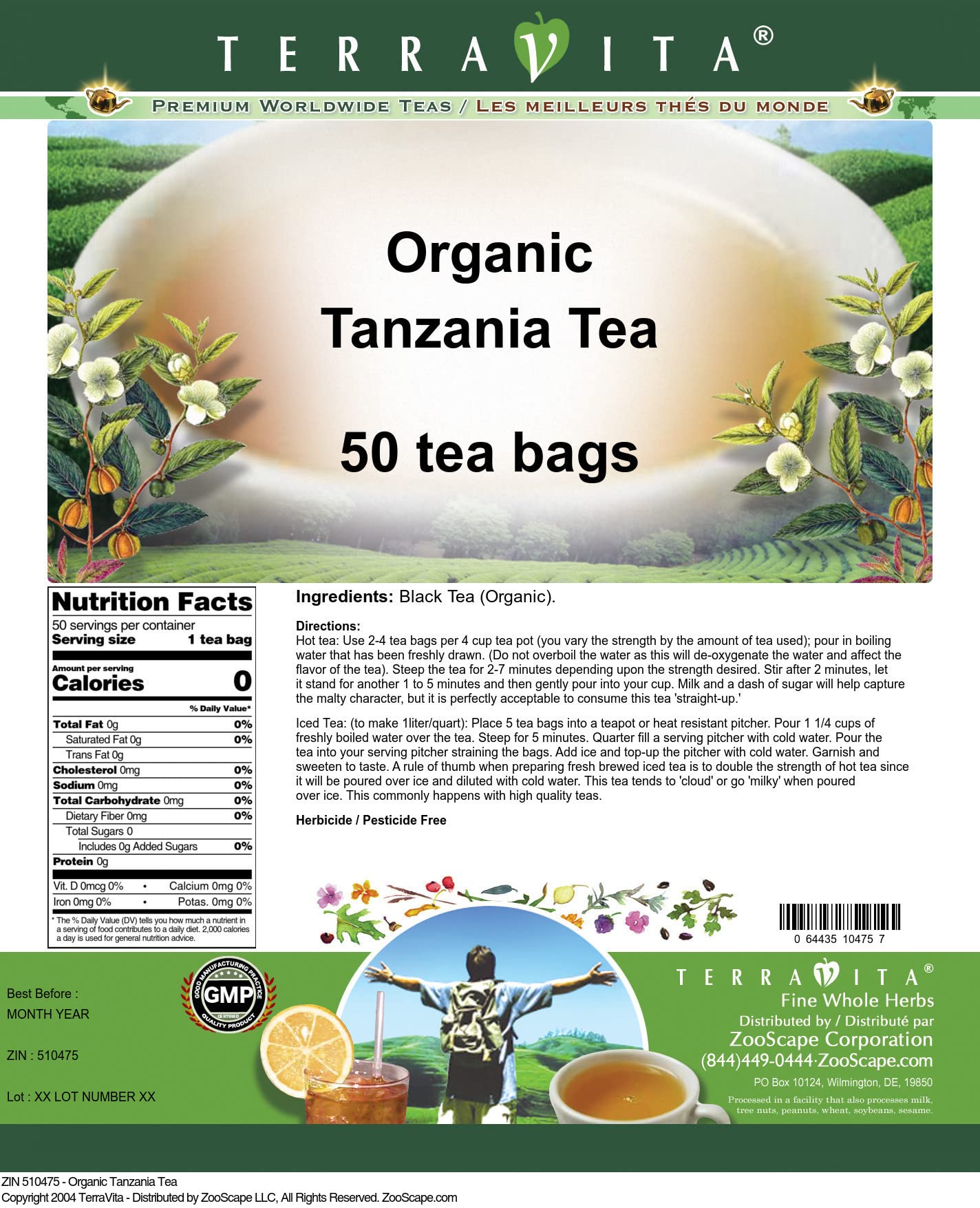 Organic Tanzania Tea - 50 Tea Bags | Premium African Black Tea | ZIN:510475 | Perfect for Morning Boost, Afternoon Relaxation & Healthy Lifestyle
