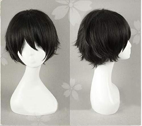 Haikyuu!! Keiji Akaashi & The Future Diary Yukiteru Amano Black Short Heat-Resistant Cosplay Wig with Wig Cap - Perfect for Anime Conventions, Halloween Costumes, and Role-Playing