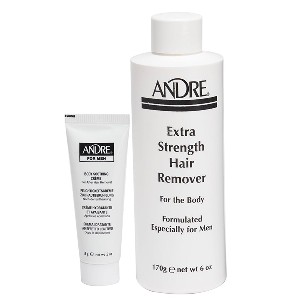 Andre Extra Strength Hair Remover Cream for Body - 6 oz | Painless & Effective Hair Removal for Legs, Arms, Bikini Area | Smooth Skin at Home or Salon Use