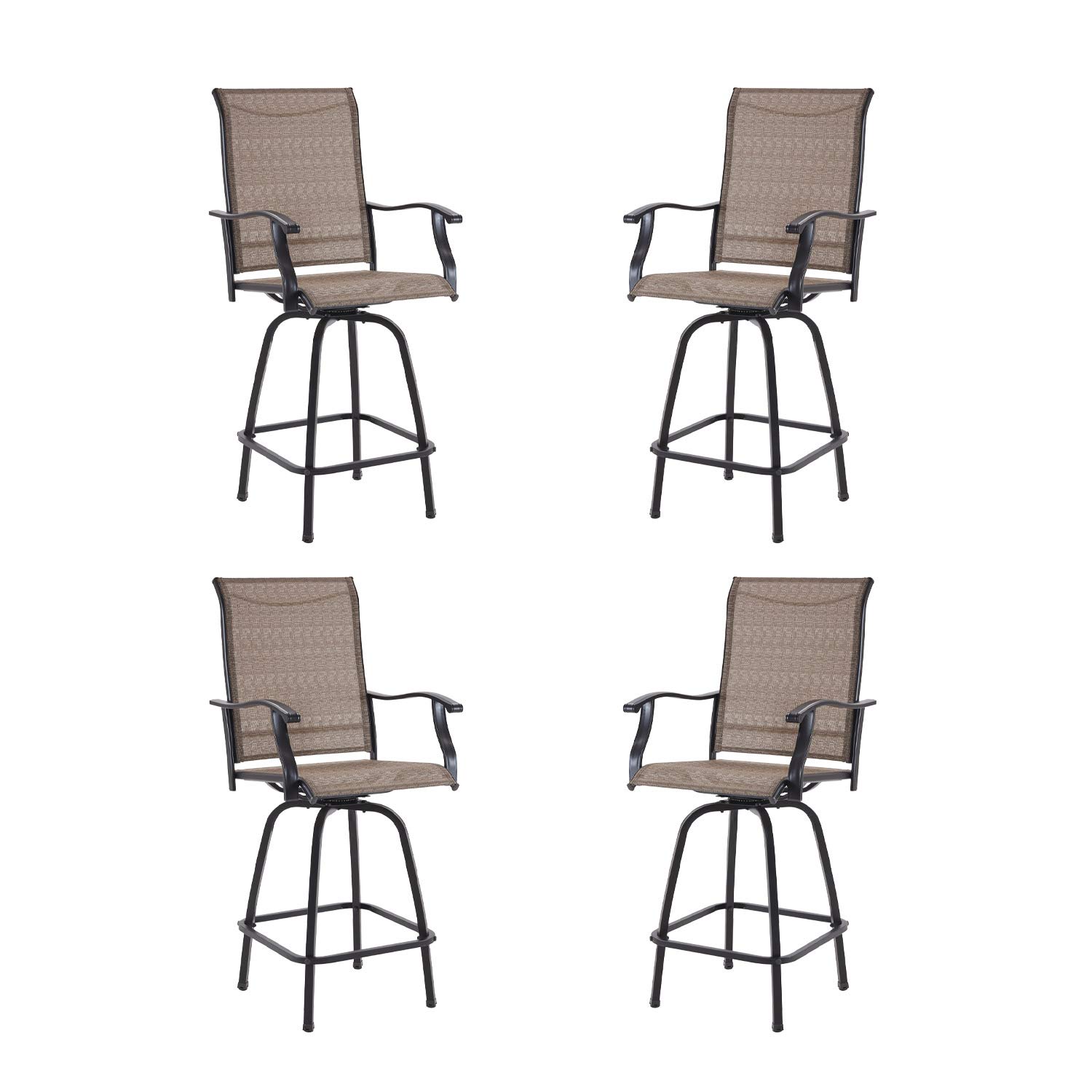 VICLLAX 4-Piece Swivel Bar Stool Set - All-Weather Outdoor Patio Chairs for Deck, Balcony, Porch & Pergola - Durable & Comfortable Bar Height Seating for Backyard, Poolside & Garden Relaxation