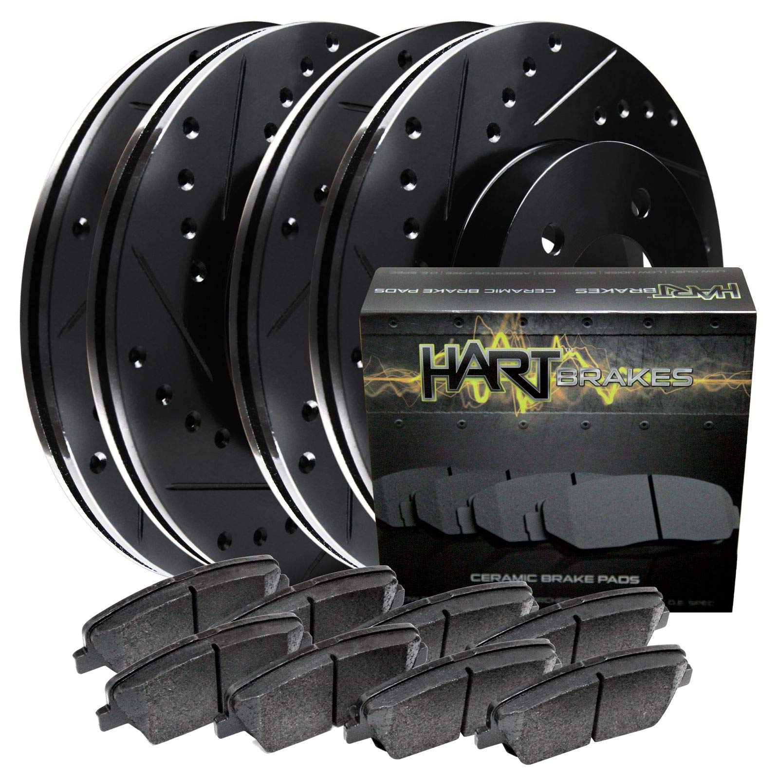 Hart Brakes Front & Rear Brake Pads and Rotors Kit - Ceramic Brake Pads & Rotors for 1993-1996 Honda Prelude | Smooth Stopping Power for Daily Commutes & Performance Driving